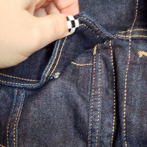 5X 28W Torrid Denim Dark Wash Cropped Vest Cotton Collar Button Front Sleeveless - Picture 4 of 9